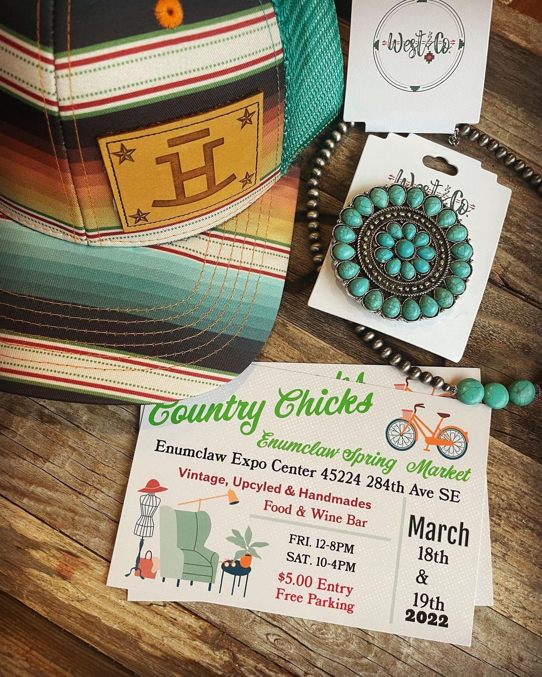 ranch goods merchandise on table for country chicks market